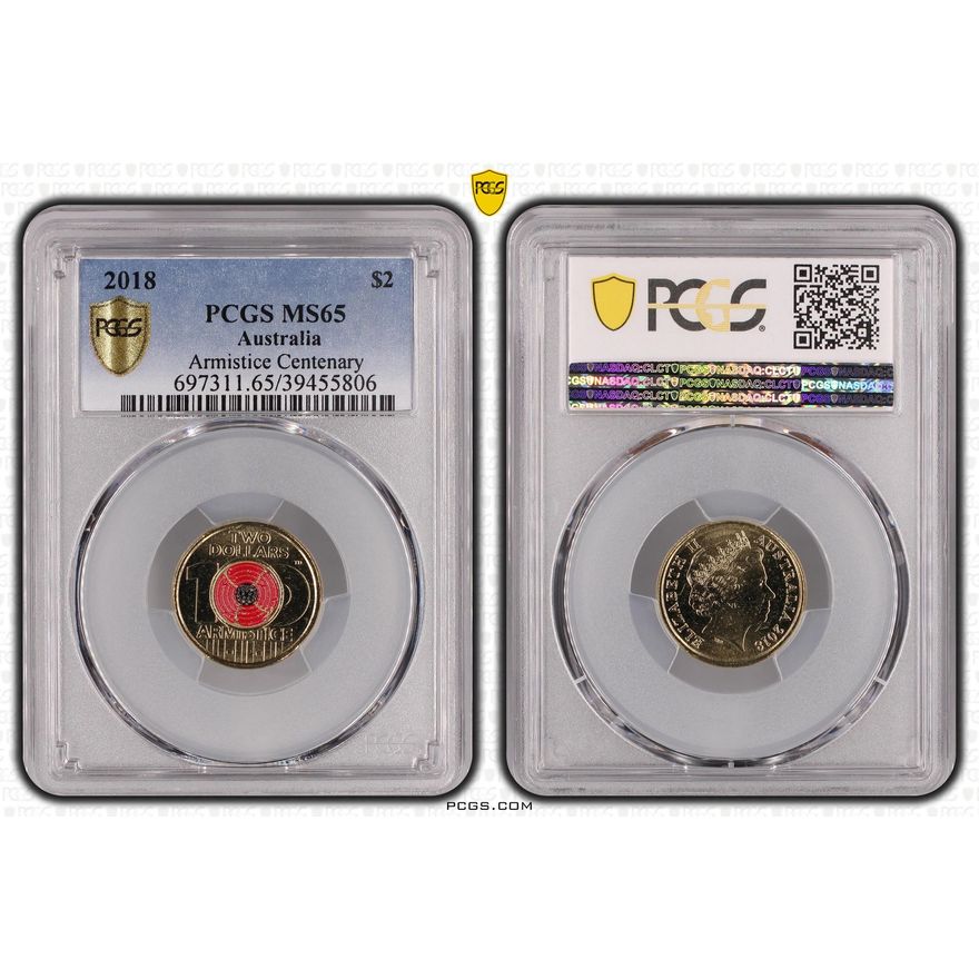 Armistice Centenary, Two Dollar, 2018, PCGS MS 65