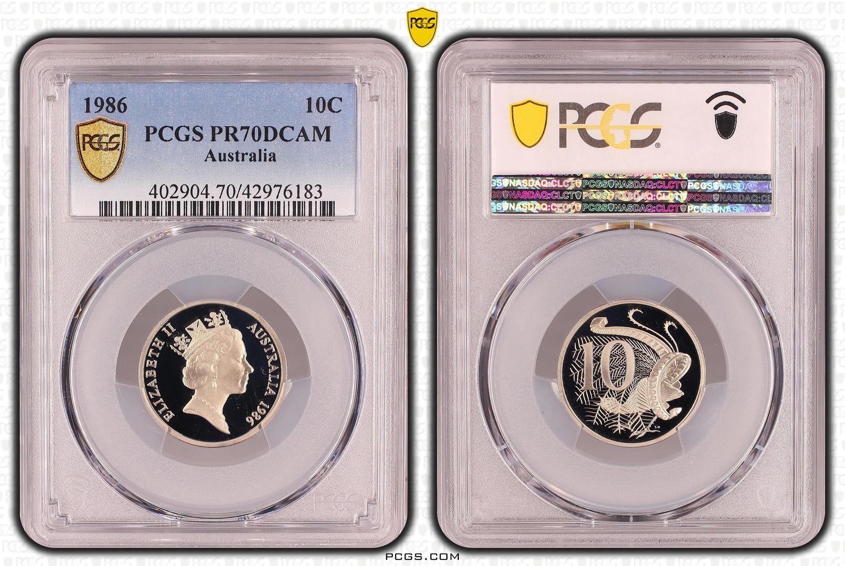 Elizabeth II, Ten Cent, PR70DCAM , 1986 PCGS POP - 24/0