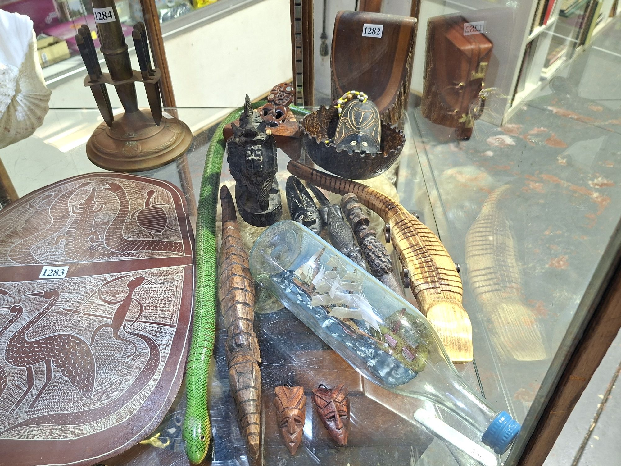 Vintage Treen And Ship With Bottle
