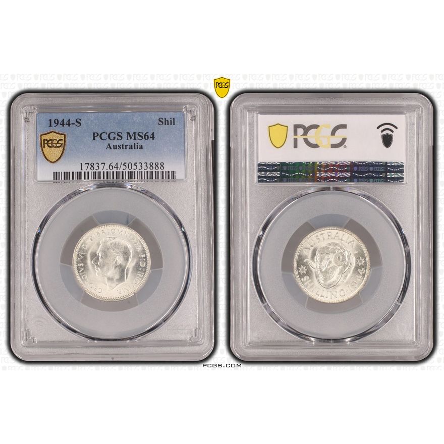 George VI, Shilling, 1944-S, PCGS MS64