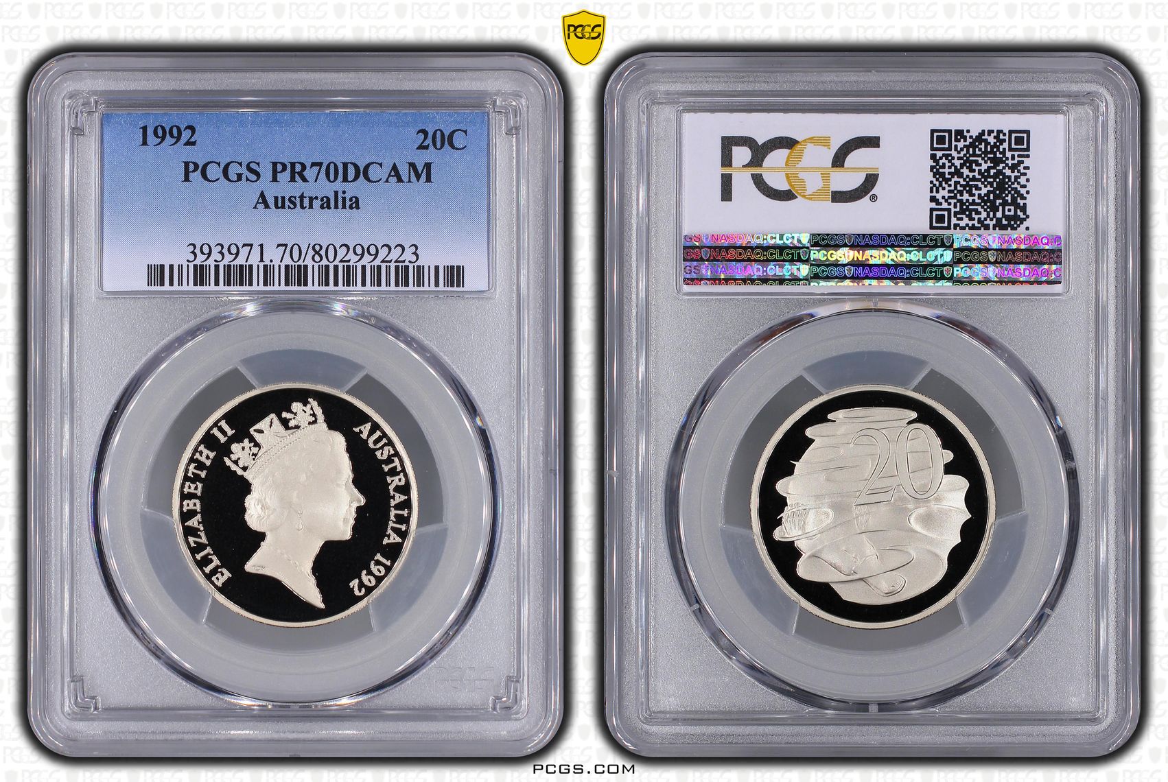 190 · 1992 Australia Twenty Cent, 20c PCGS - PR70DCAM POP 19/0 -223