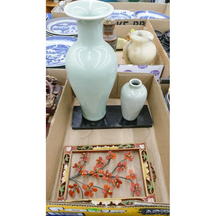 Box Asian Celadon Vases etc.