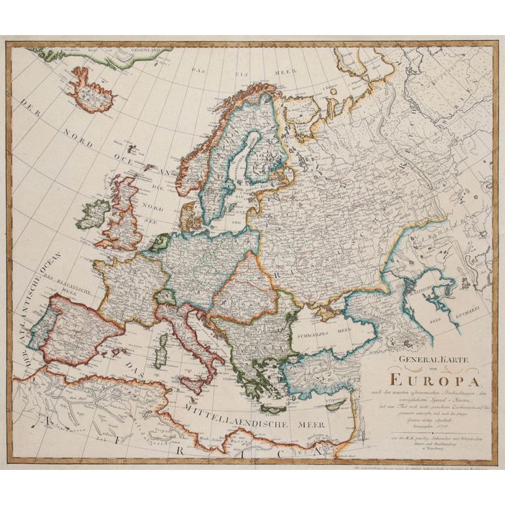 Schneider & Weigel | General Karte von Europa, nach den neuesten astronomischen Beobachtungen…