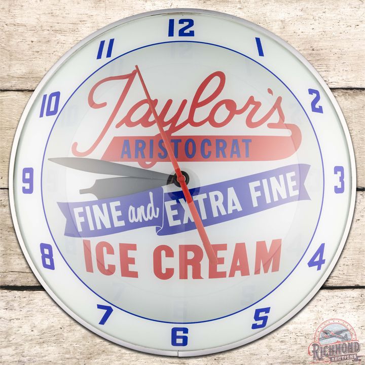Taylor's Aristocrat "Fine and Extra Fine" Ice Cream 15" Double Bubble Advertising Clock