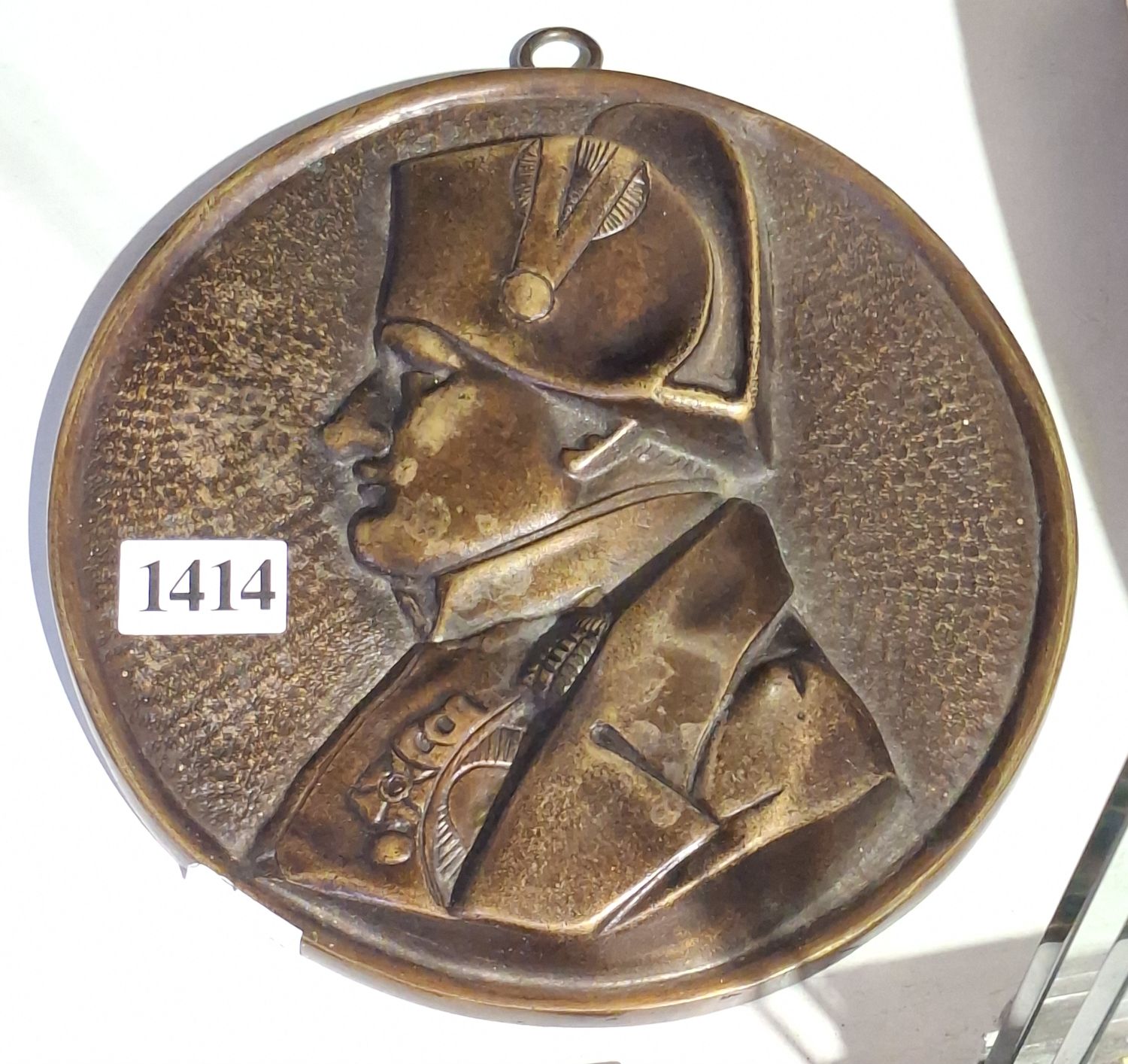 1414 · LARGE BRONZE MEDALLION PLAQUE