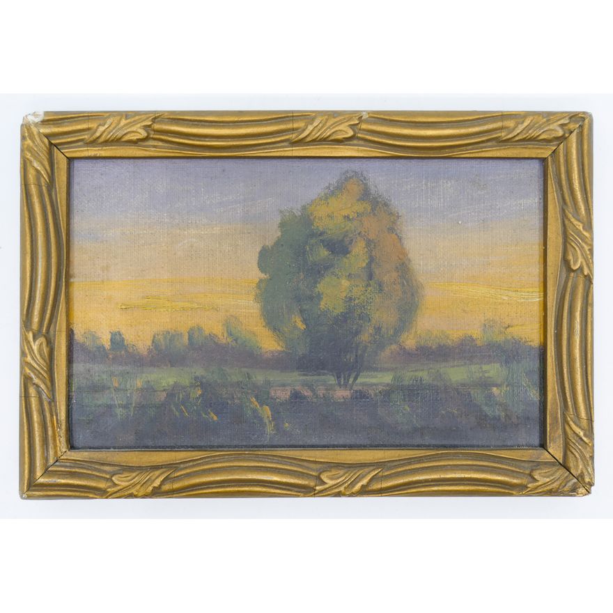 Old Impressionist Landscape Small Framed Oil Painting 4.25''x6.25''