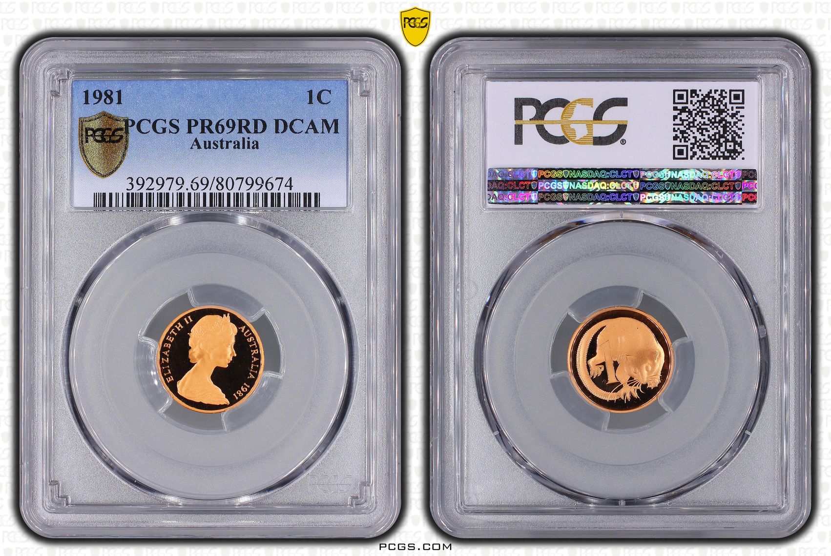 Elizabeth II, One Cent, 1981, PCGS PR69DCAM