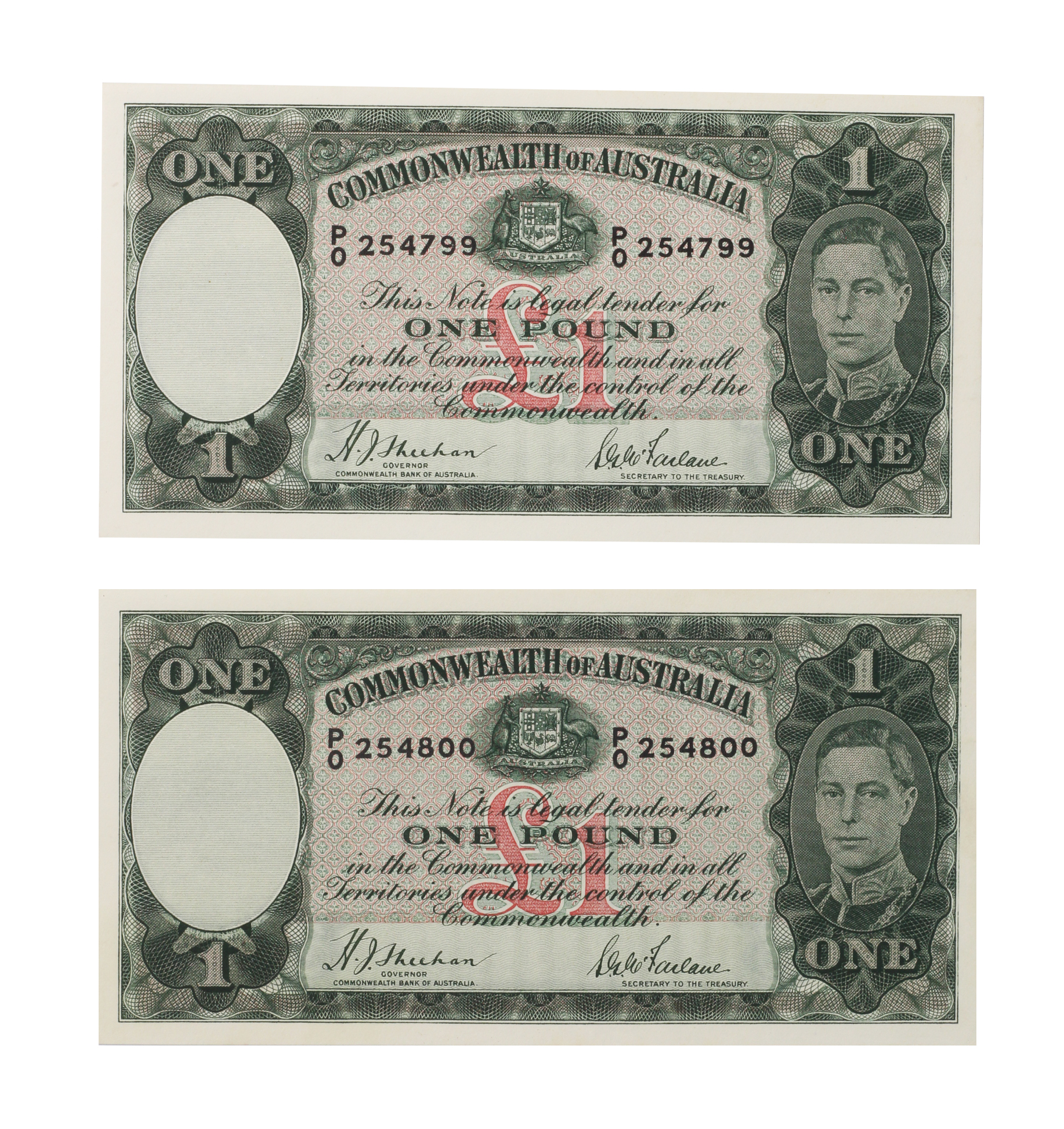 1885. · Sheehan/MacFarlane, One Pound,  1939, Uncirculated