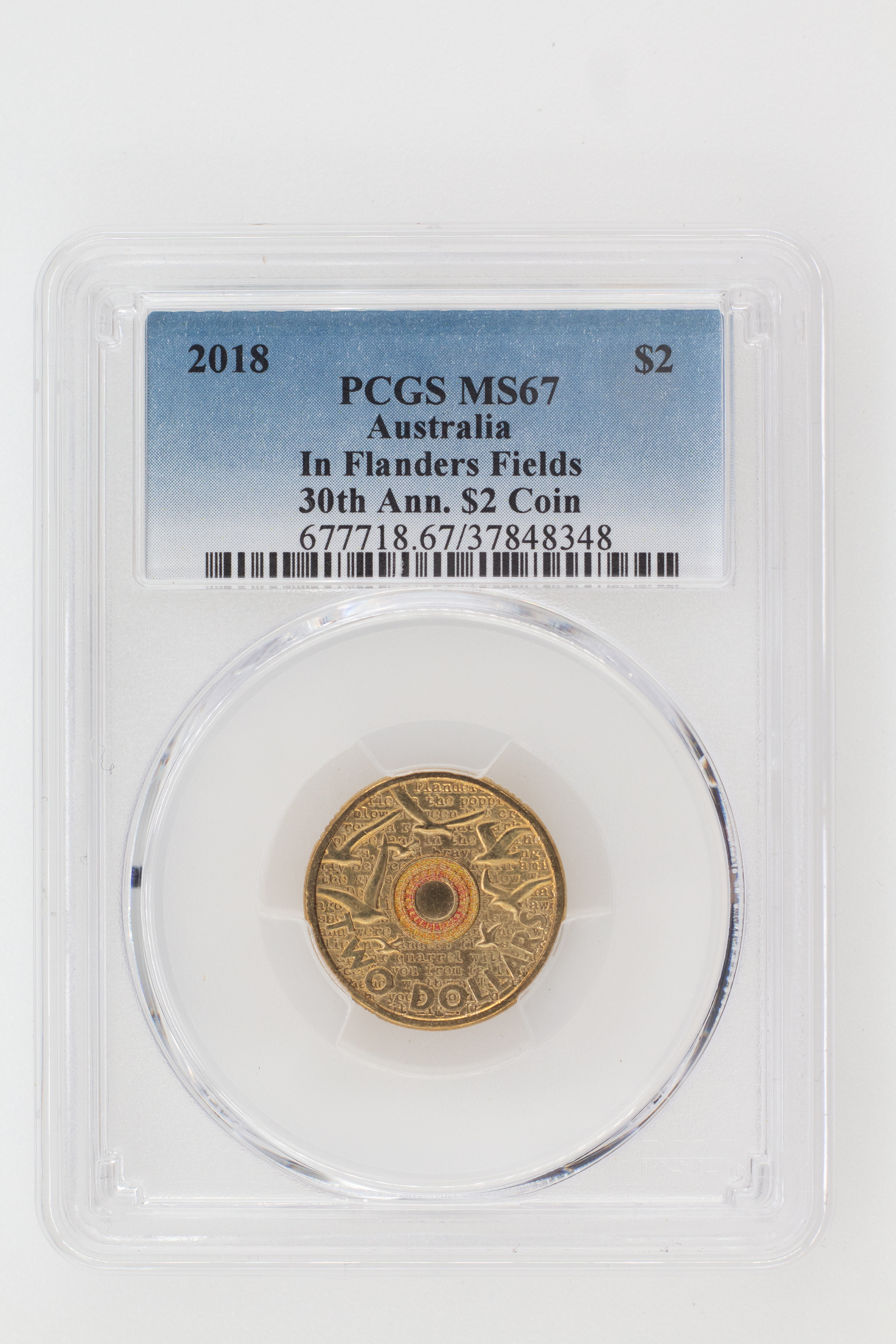 2018 Australia Two Dollar, $2 Remembrance Day In Flanders Fields 30th Ann. $2 Coin PCGS - MS67 -348