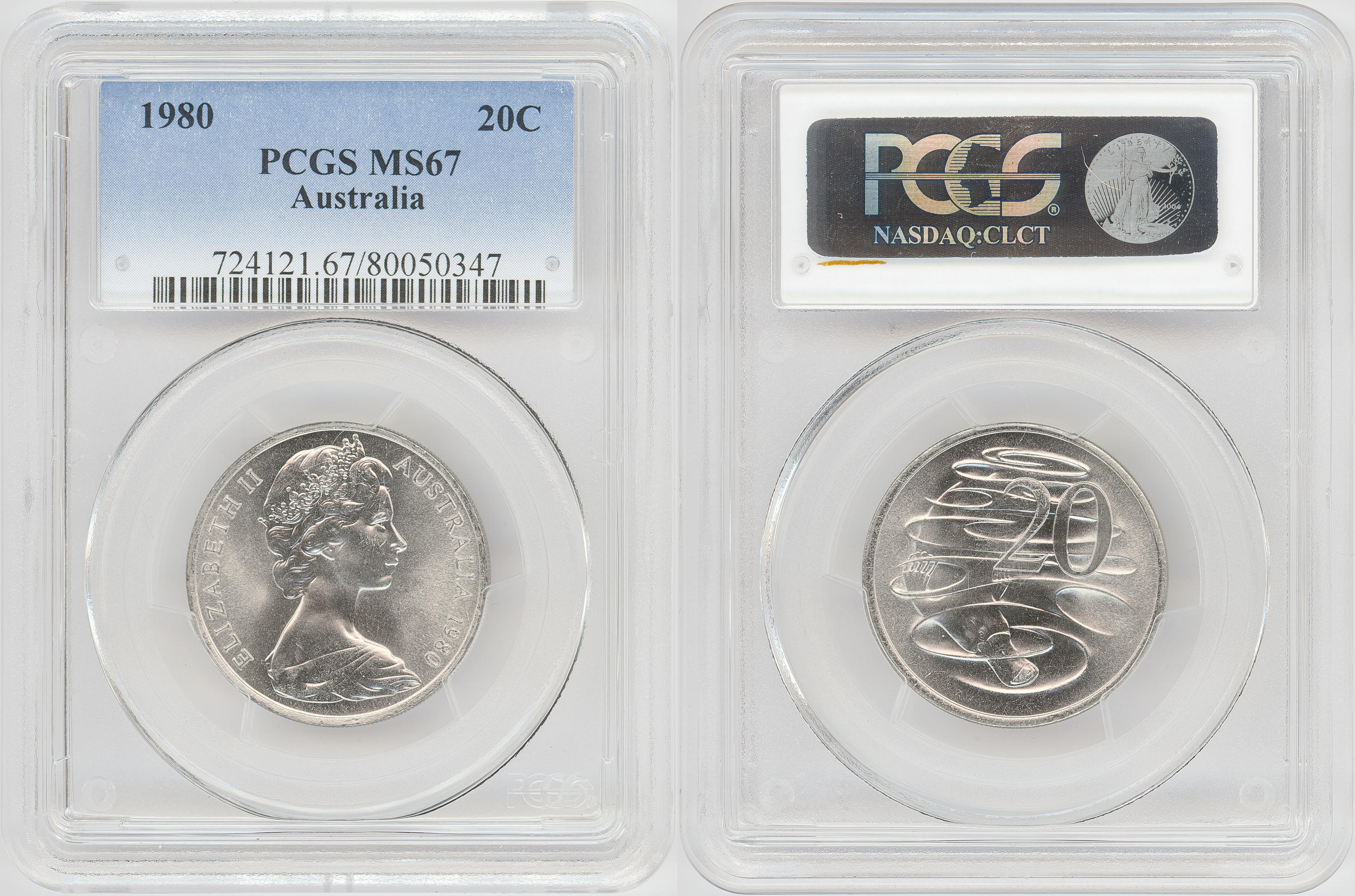 Twenty Cent, 1980, PCGS MS67