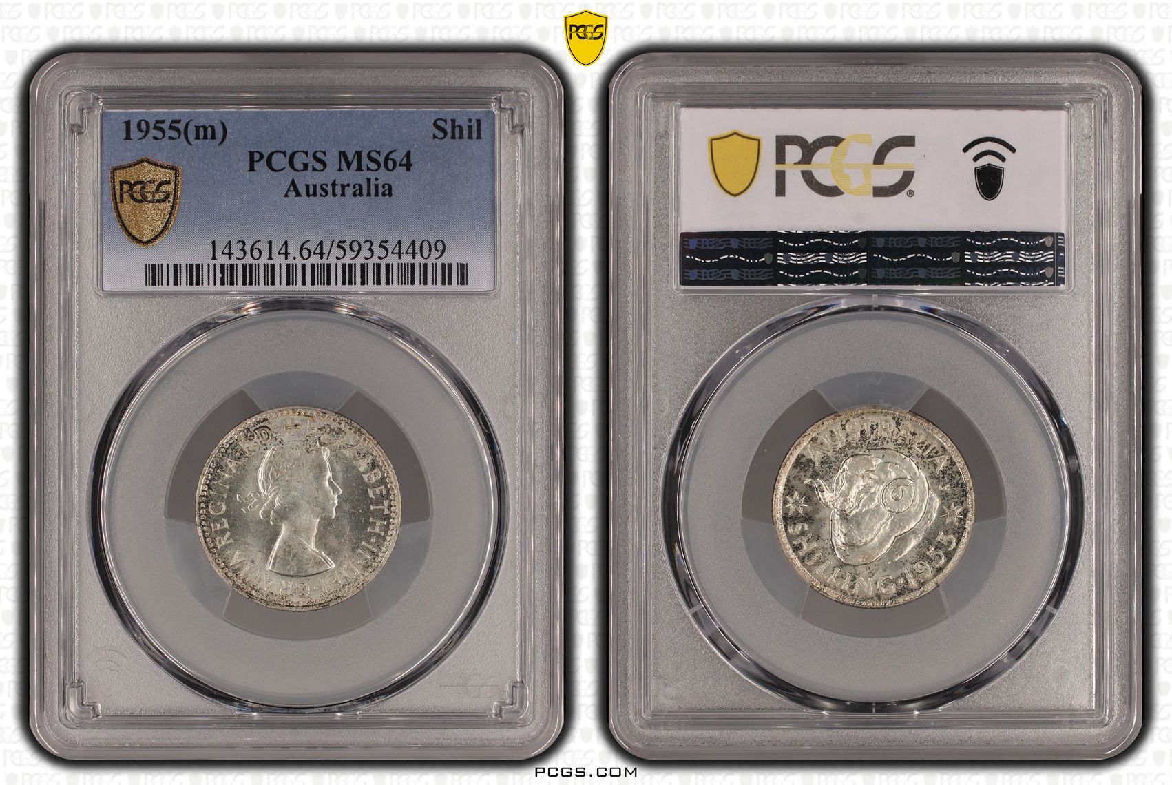 Elizabeth II, Shilling, 1955(m), PCGS MS64