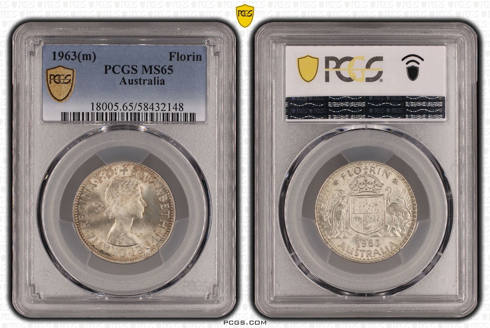 Elizabeth II, Florin, 1963, PCGS MS65