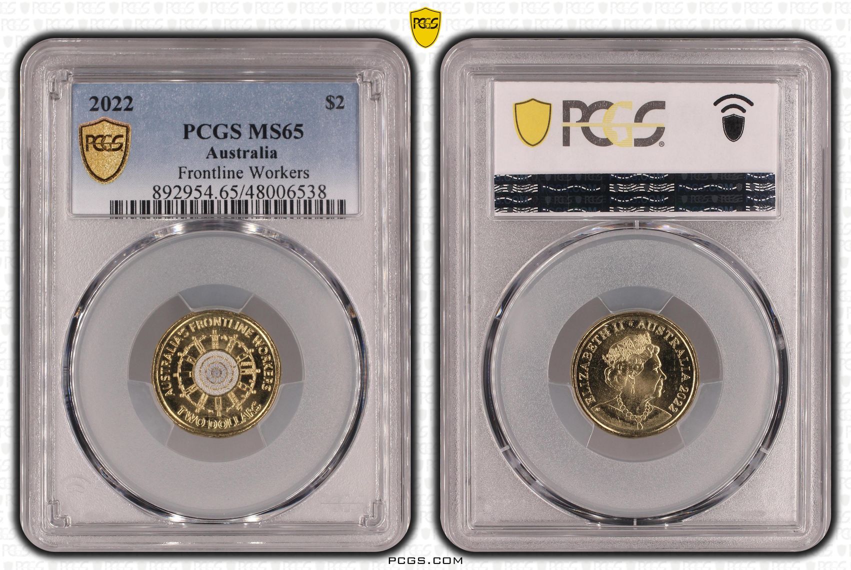 Frontline Workers Colourised, Two Dollar, 2022, PCGS MS65