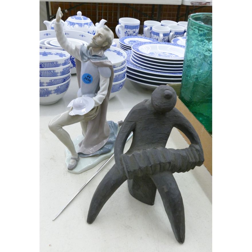 2pc Lladro and Mid Century Figures 8'' to 10''