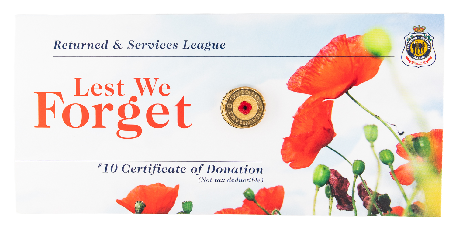 Elizabeth II, RSL Lest We Forget, Two Dollars, 2012, UNC
