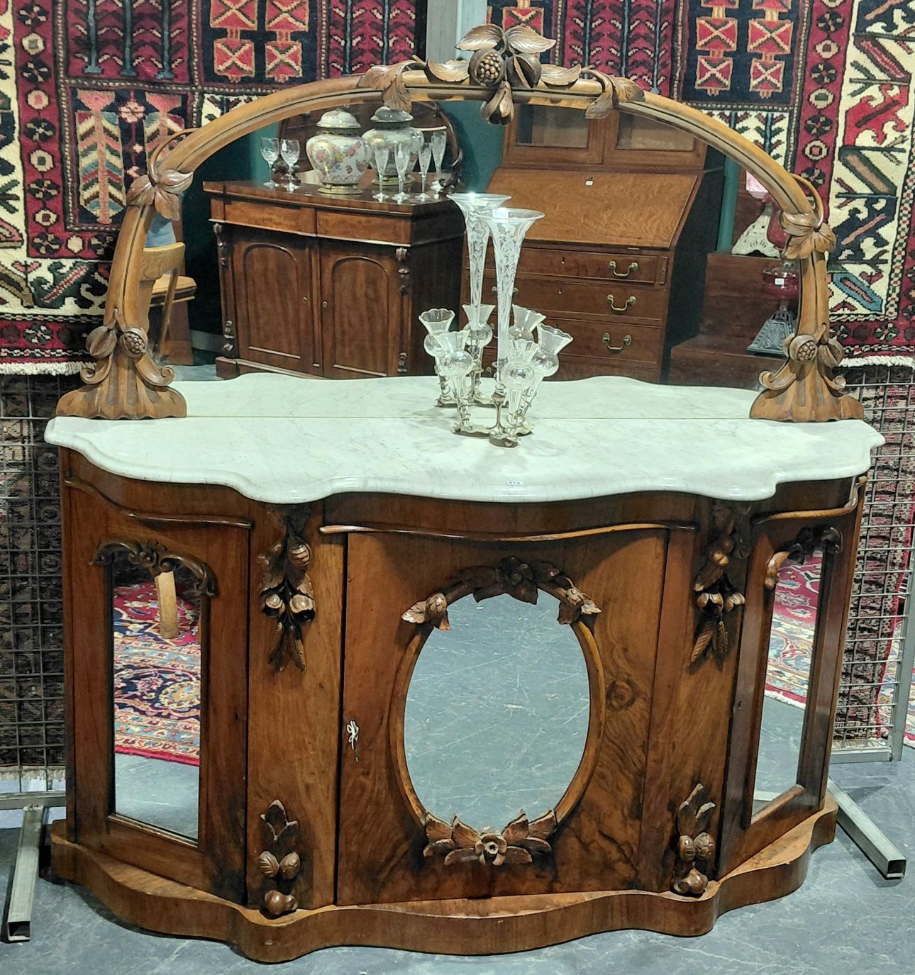 574 · VICTORIAN WALNUT CREDENZA
