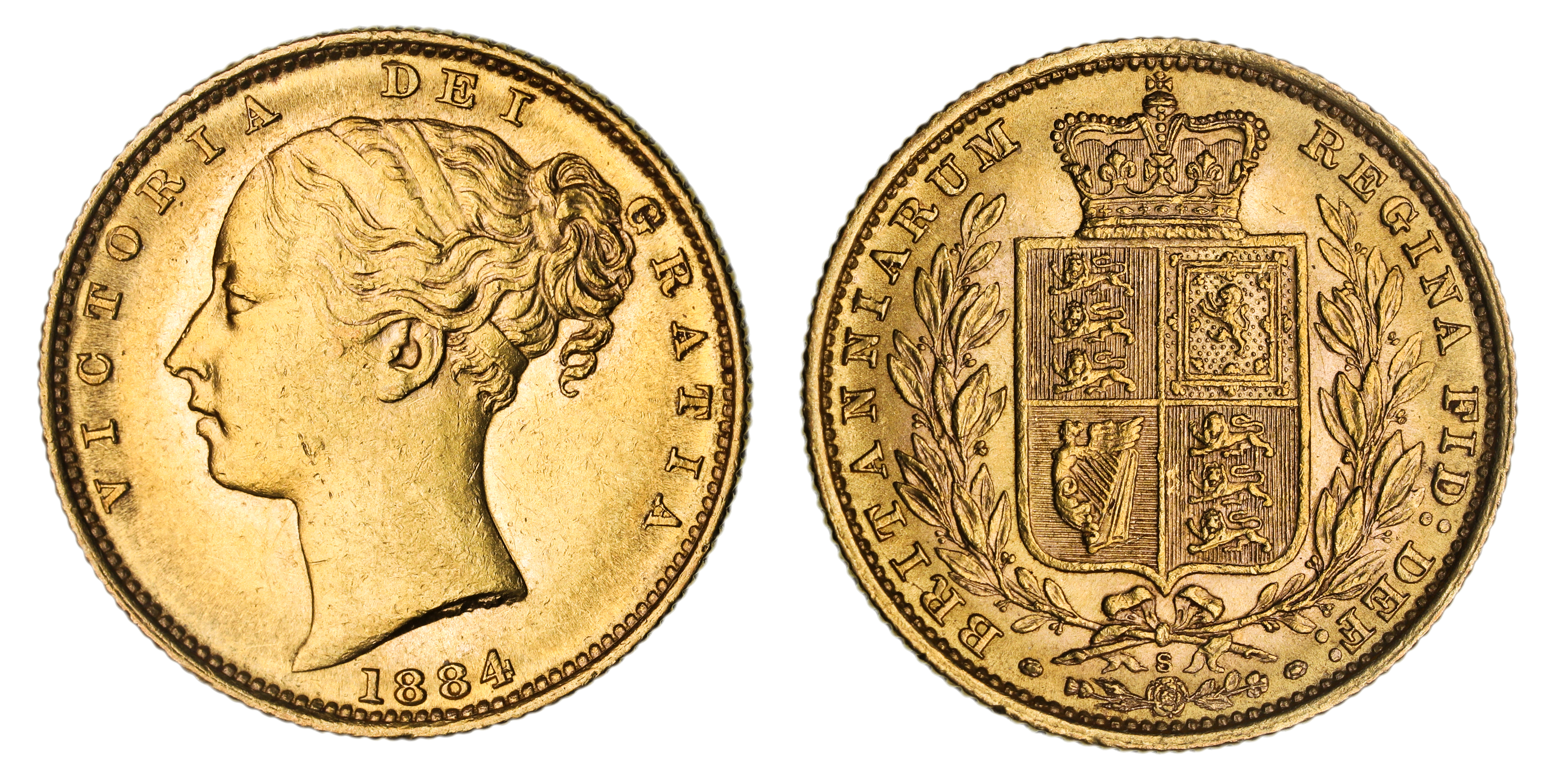 Victoria, Shield Reverse - Sydney Mint - Young, Sovereign, 1884, gEF