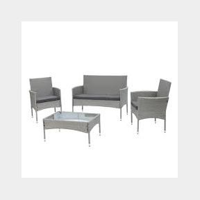 FINE LIVING- COVE RATTAN 4 PC SET (MELANGE GREY/VREAM CUSHIONS)- 51458/26 B3 (S2) B D