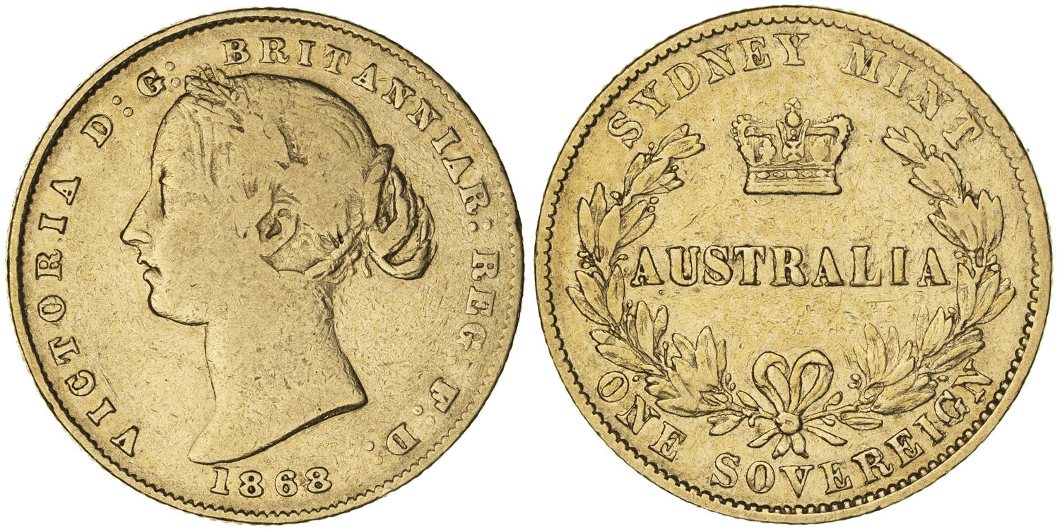 Victoria, Sydney Mint Reverse - Type II, Sovereign, 1868, VG