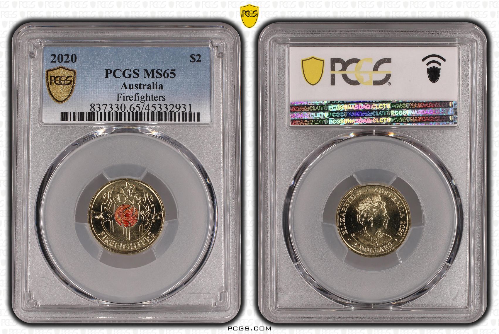 Firefighters Colourised, Two Dollar, 2020, PCGS MS65