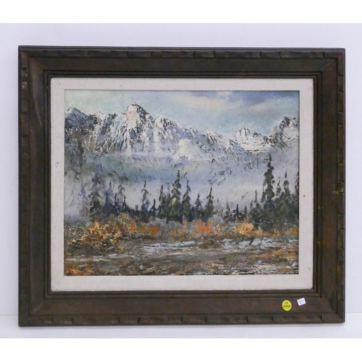 Cameron Impressionist Mountain Landscape Oil Painting Framed- 22x27''