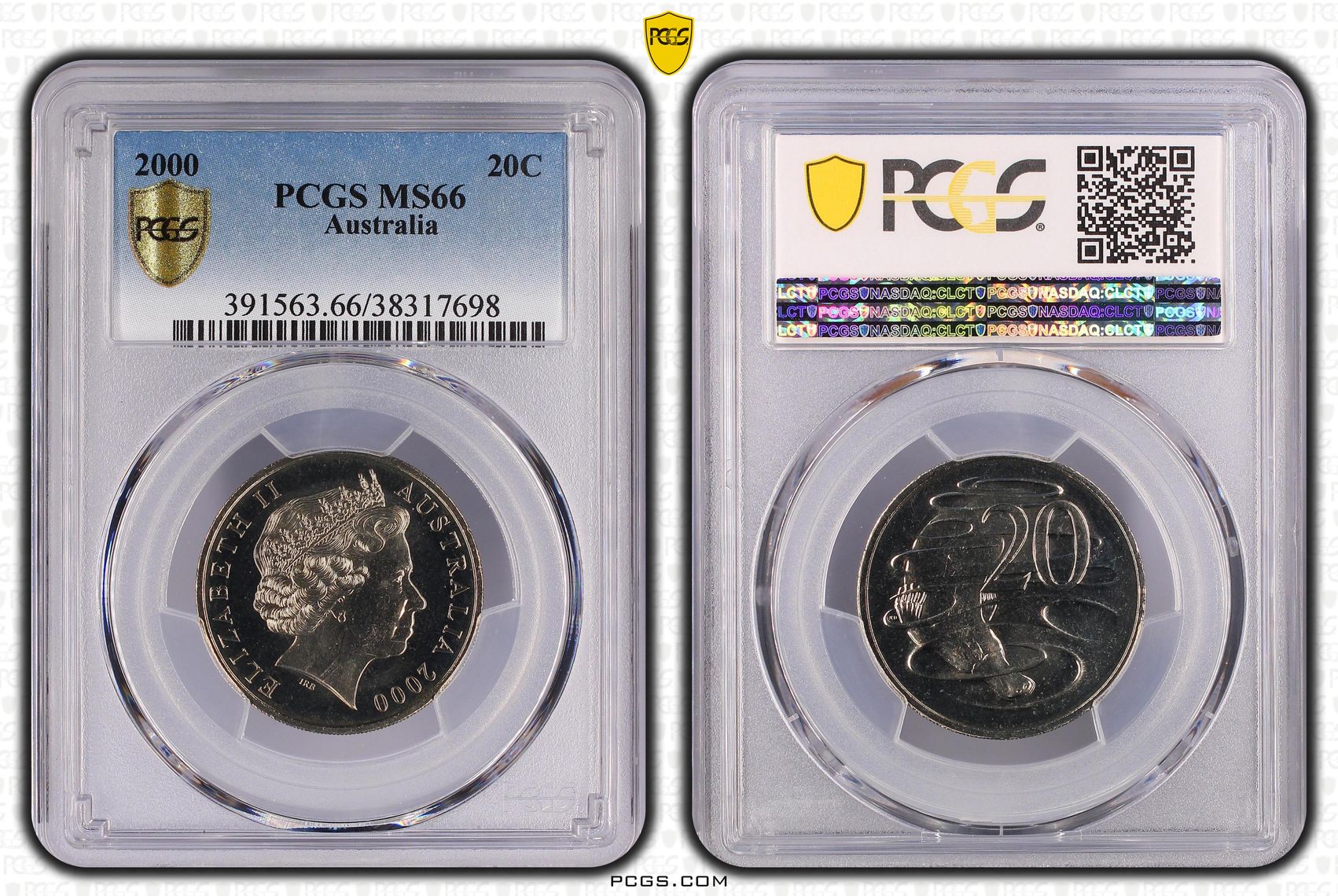 Elizabeth II, Twenty Cent, 2000, PCGS MS66
