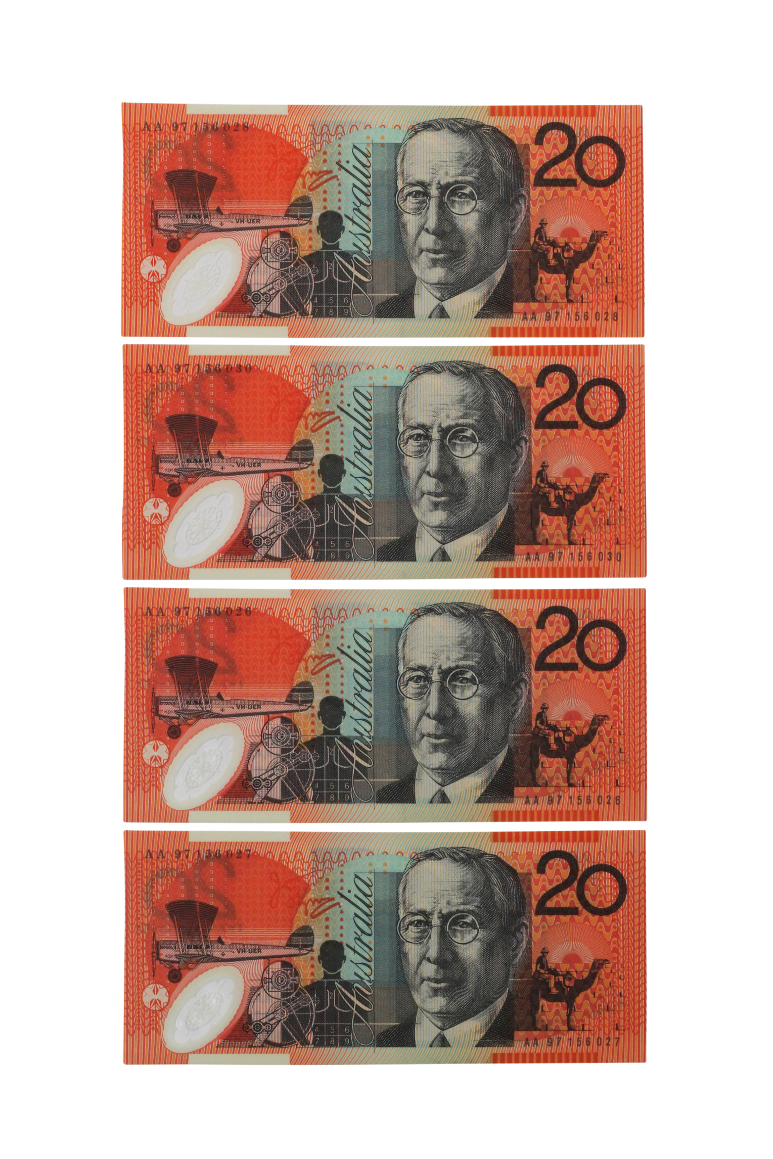 2247. · Consecutive Run, MacFarlane/Evans,  Twenty Dollars, 1997, UNC