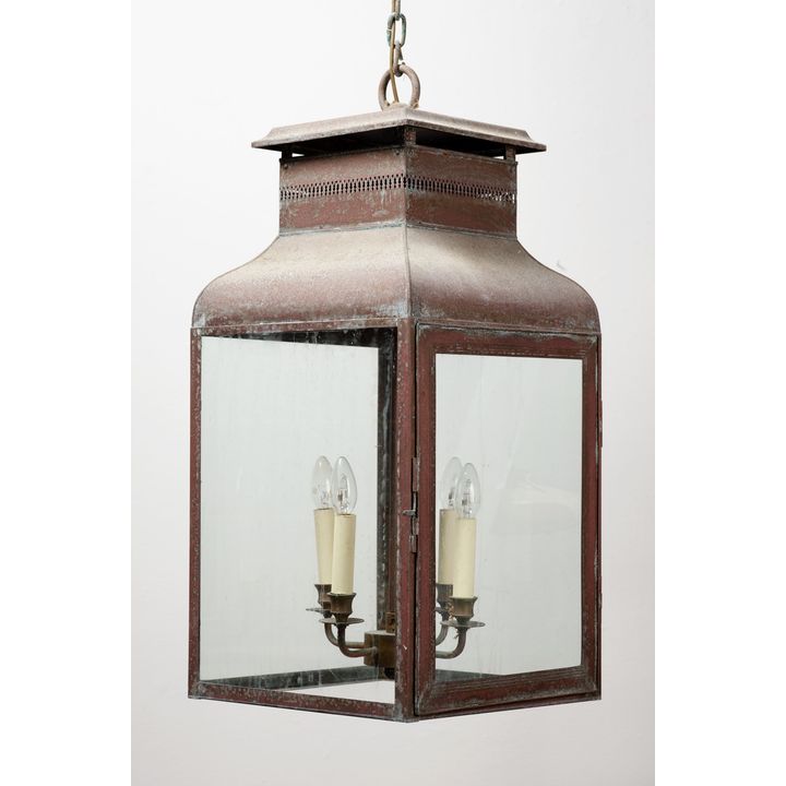 Smaller pair of metal lantern pendant lights