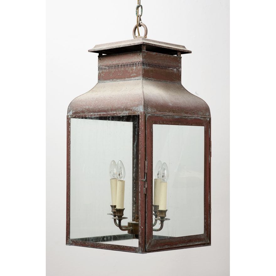 Smaller pair of metal lantern pendant lights