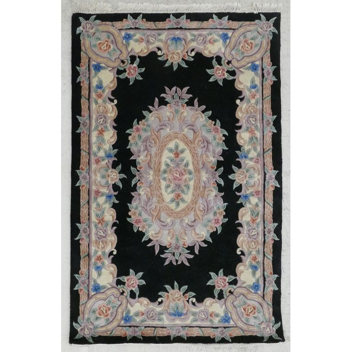 Chinese Floral Sculpted Wool Rug- 5x8''