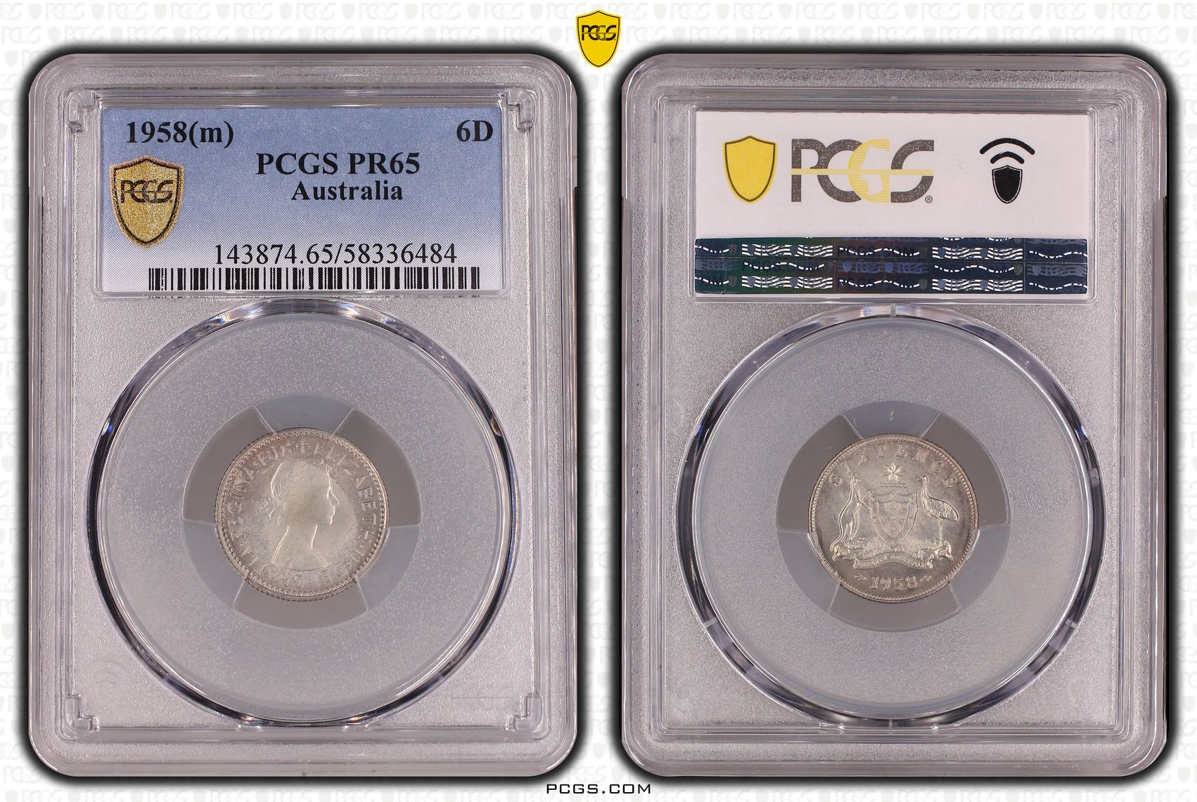 Elizabeth II, Sixpence, 1958, PCGS PR65