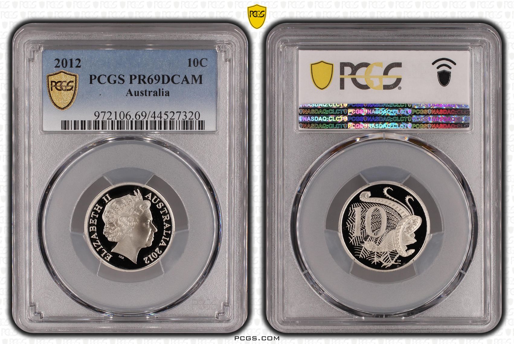Elizabeth II, Ten Cent, 2012, PCGS PR69DCAM