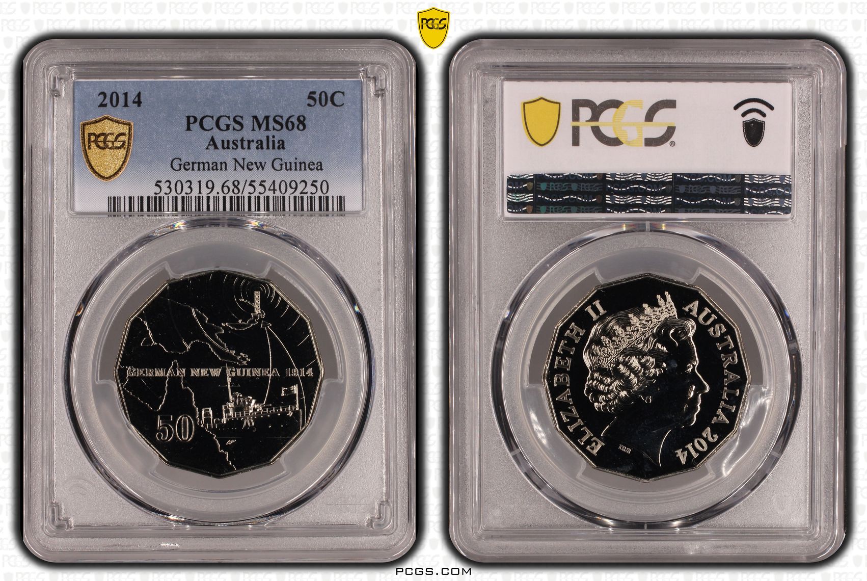 German New Guinea, Fifty Cent, 2014, PCGS MS68