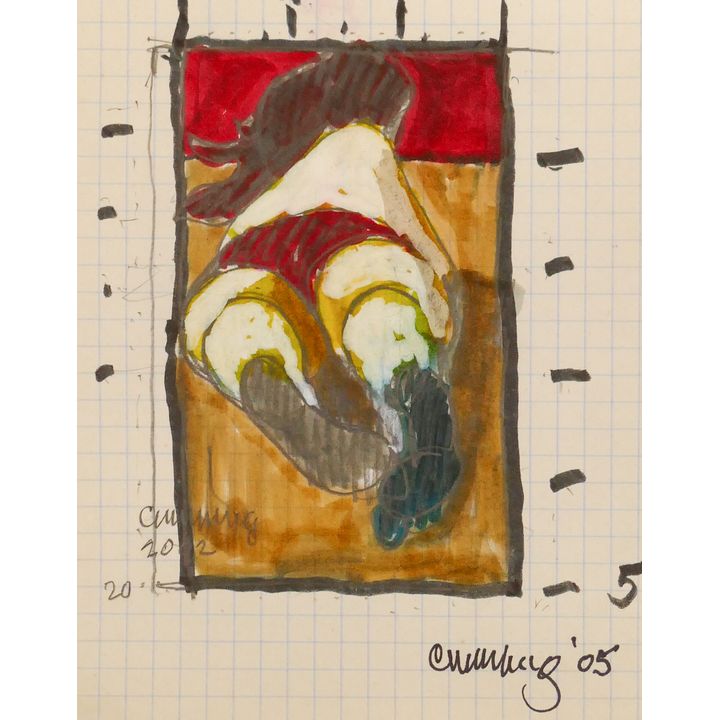 William Cumming 'Near Nude' 2005 Gouache & Marker on Paper.