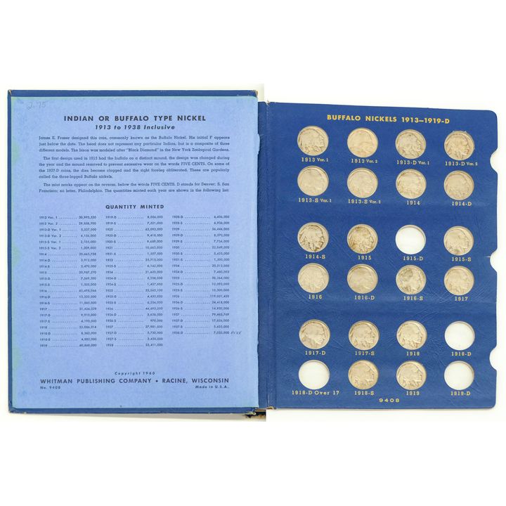 2pc US Buffalo Nickel Whitman Albums - Includes 1913-D and 1913-S