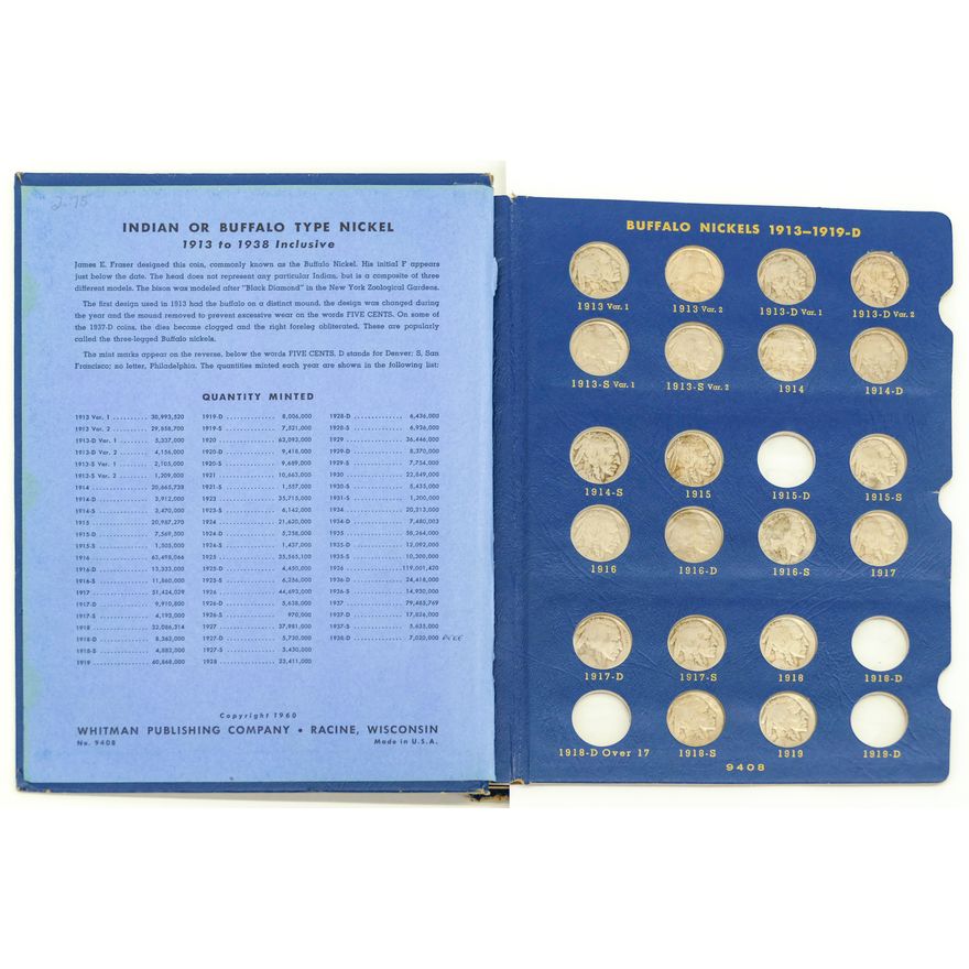 2pc US Buffalo Nickel Whitman Albums - Includes 1913-D and 1913-S