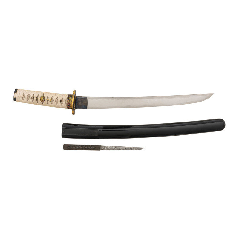 Interesting Japanese Wakizashi with Hitatsura Hamon and Accessory Blade