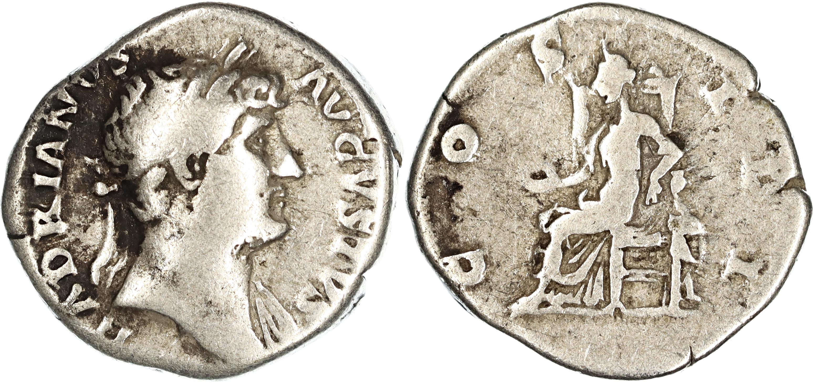 Roman Empire, Hadrian, Silver Denarius, 125-128 AD, aF