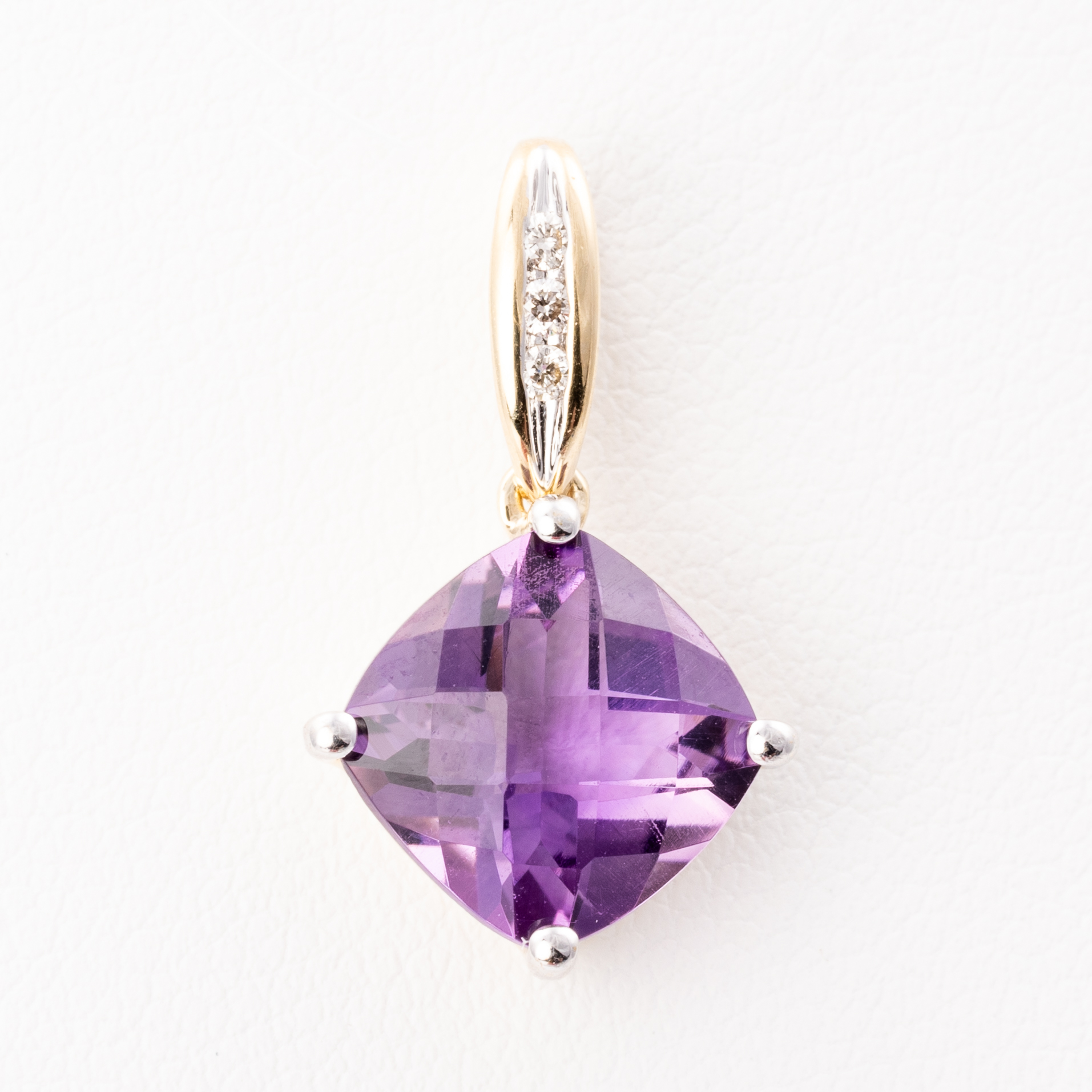 Amethyst & Diamond Pendant 9ct Gold