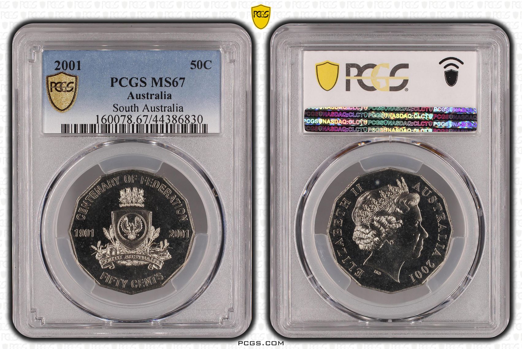 Elizabeth II, South Australia, Fifty Cent, 2001, PCGS MS67