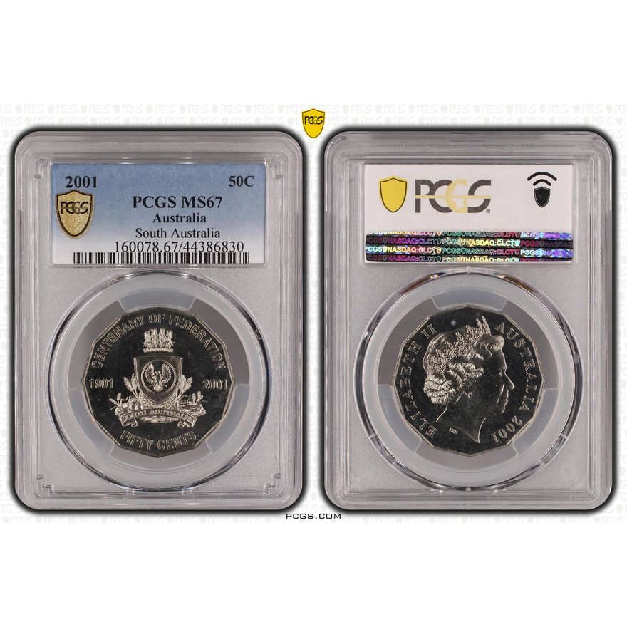 Elizabeth II, South Australia, Fifty Cent, 2001, PCGS MS67