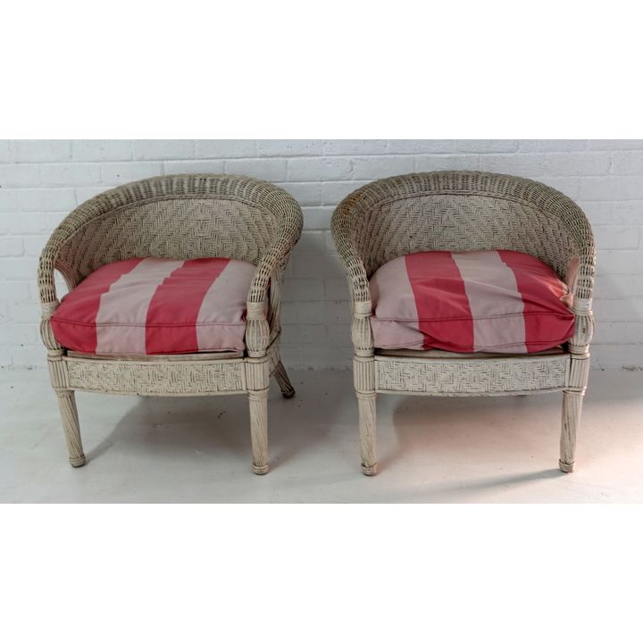 PAIR OF WICKER ARMCHAIRS