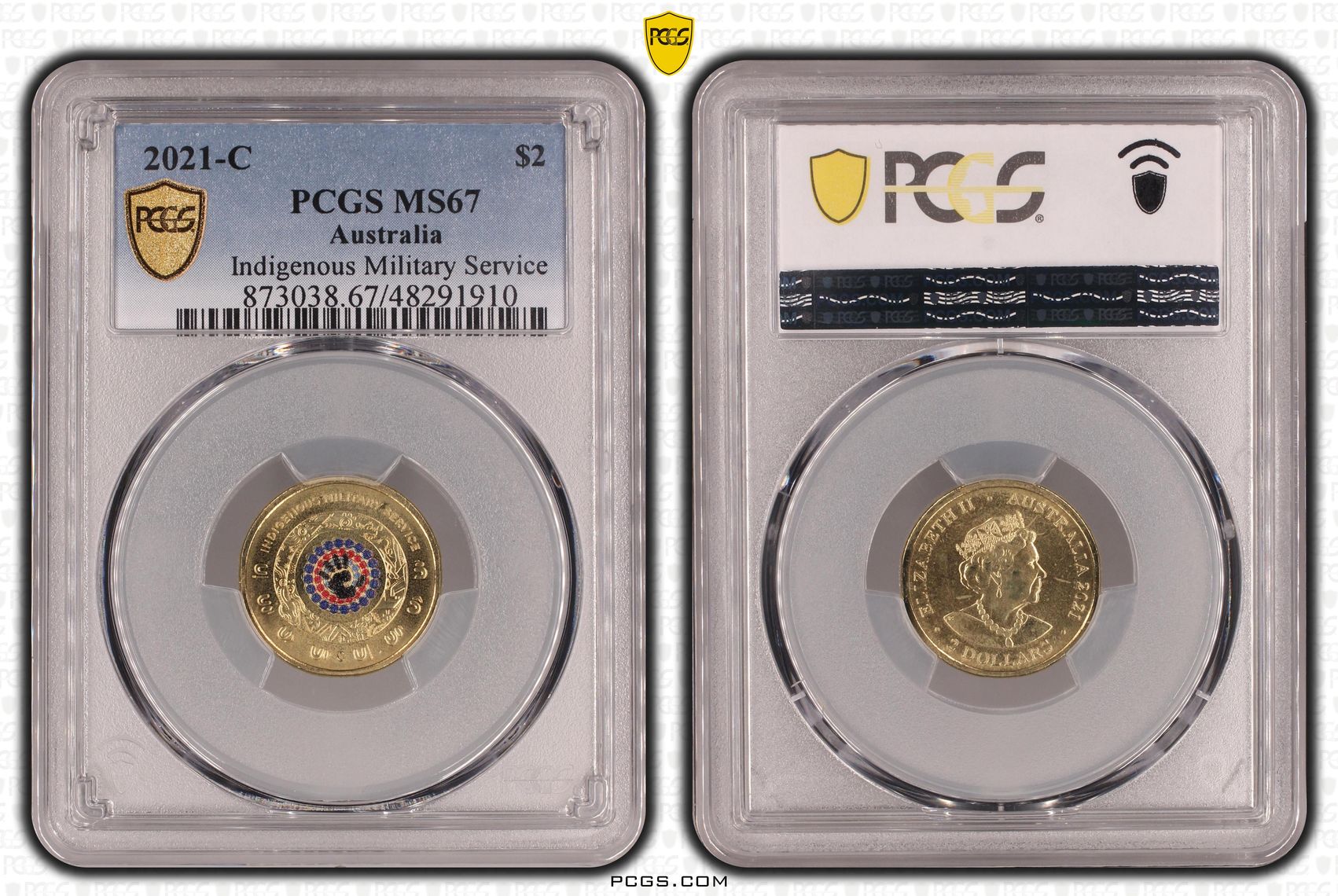 Elizabeth II, Indigenous Military Service - Colorized, Two Dollar, 2021-C, PCGS MS67