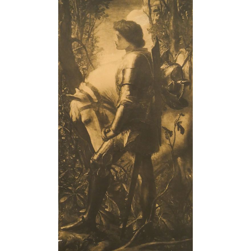 Antique George Frederick Watts 'Sir Galahad' Lithograph.