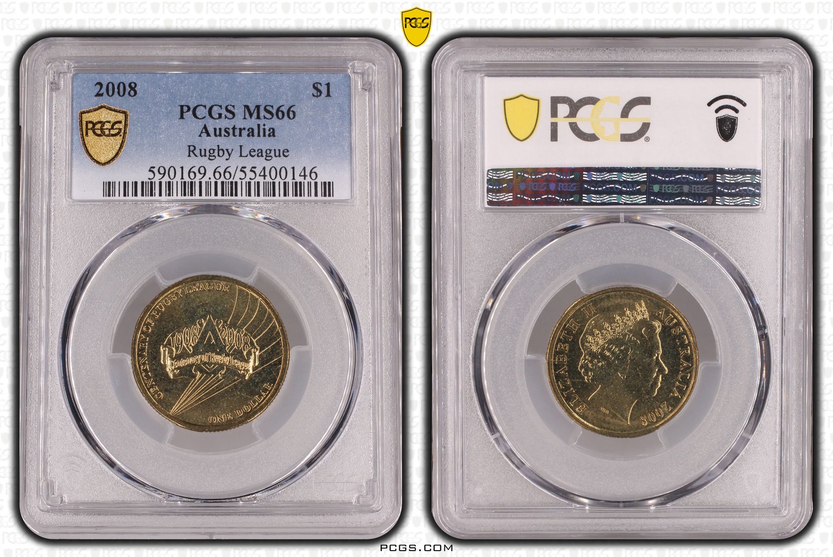 Rugby League, One Dollar, 2008, PCGS MS66