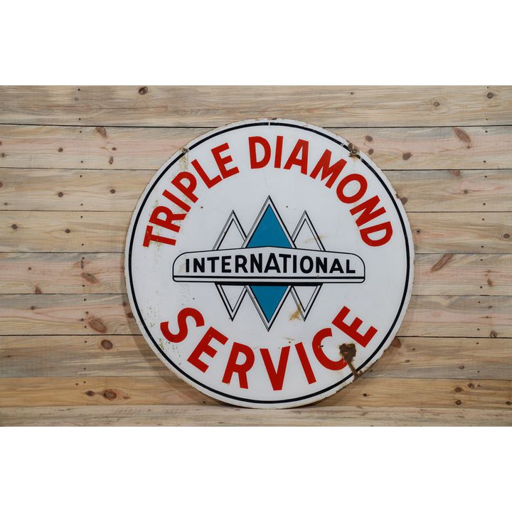 42" International Blue Diamond Service Double Sided Porcelain Sign TAC 7