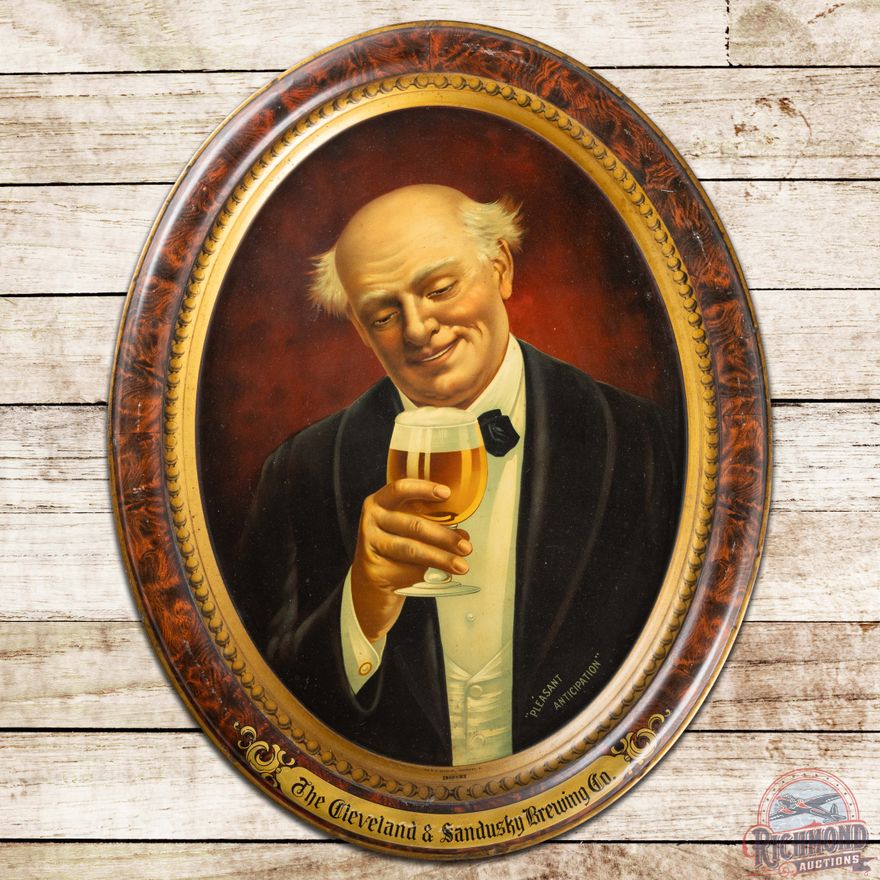 Cleveland & Sandusky Brewing Co. "Pleasant Anticipation" SS Tin Litho Sign