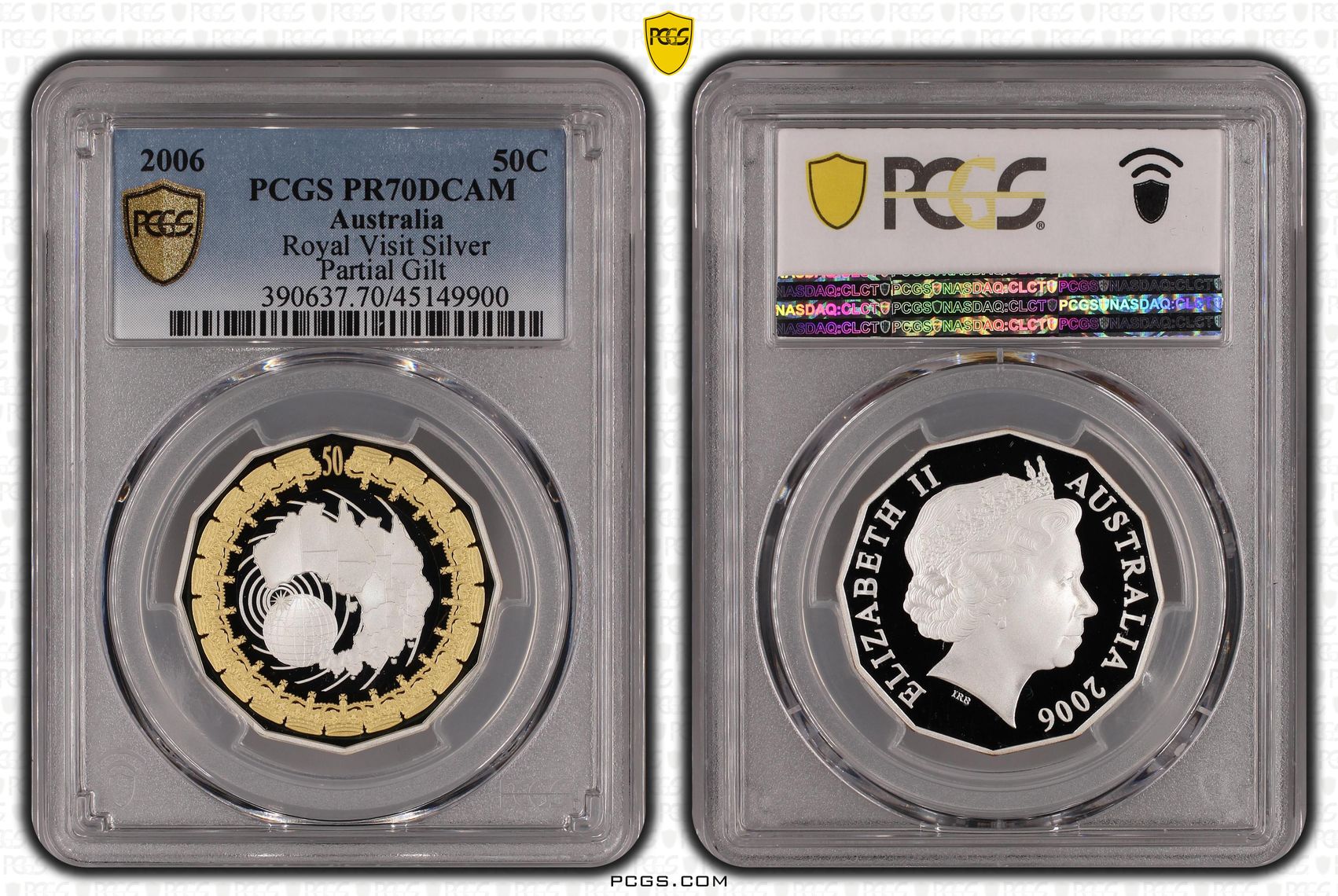 2006 Australia Fifty Cent, 50c Silver Royal Visit Silver PCGS - PR70DCAM POP 16/0 -900