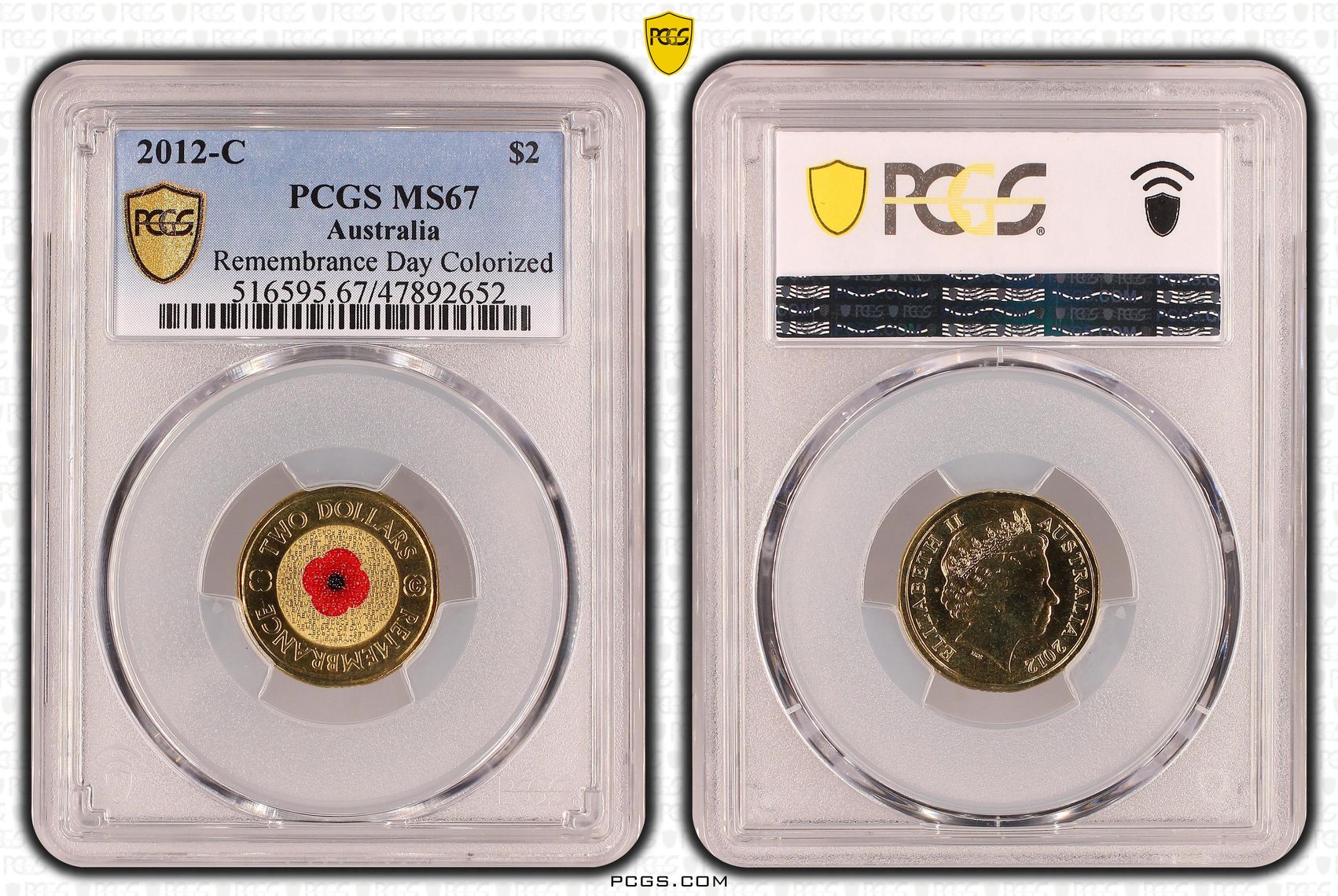 Remembrance Day Colorized , Two Dollar, 2012-C, PCGS MS67