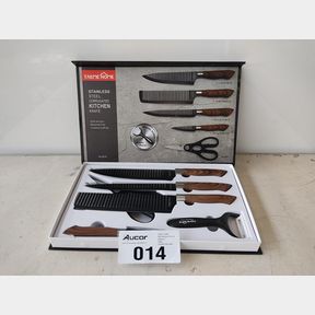 TMH -6 PIECE STAINLESS STEEL CORRUGATED KITCHEN KNIFE SET - BLACK AND BROWN -